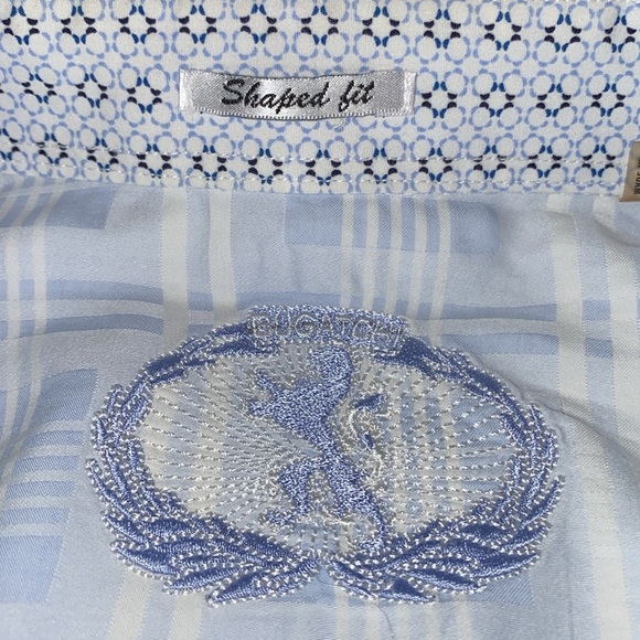 Bugatchi Blue & White Plaid Button Front Dress Shirt Men's L Large - Picture 2 of 10